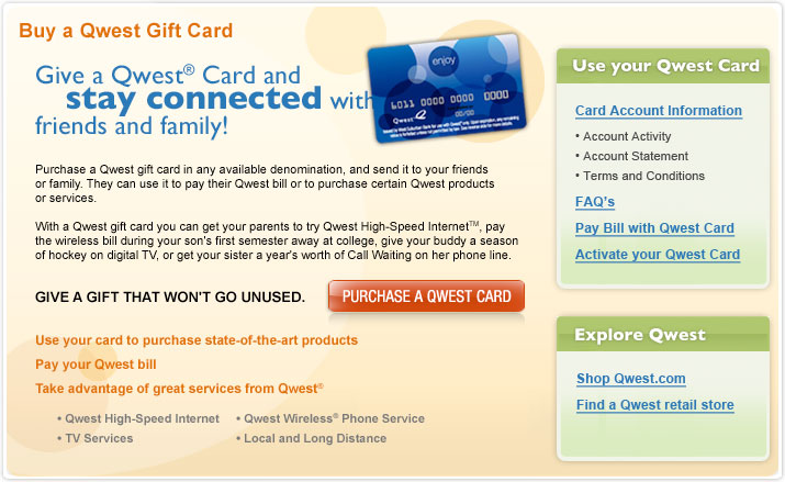 Buy a Qwest gift card